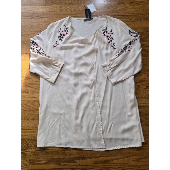 Amanda Green Womens XL Floral Embroidered Boho Open Front Blouse New - Picture 4 of 9